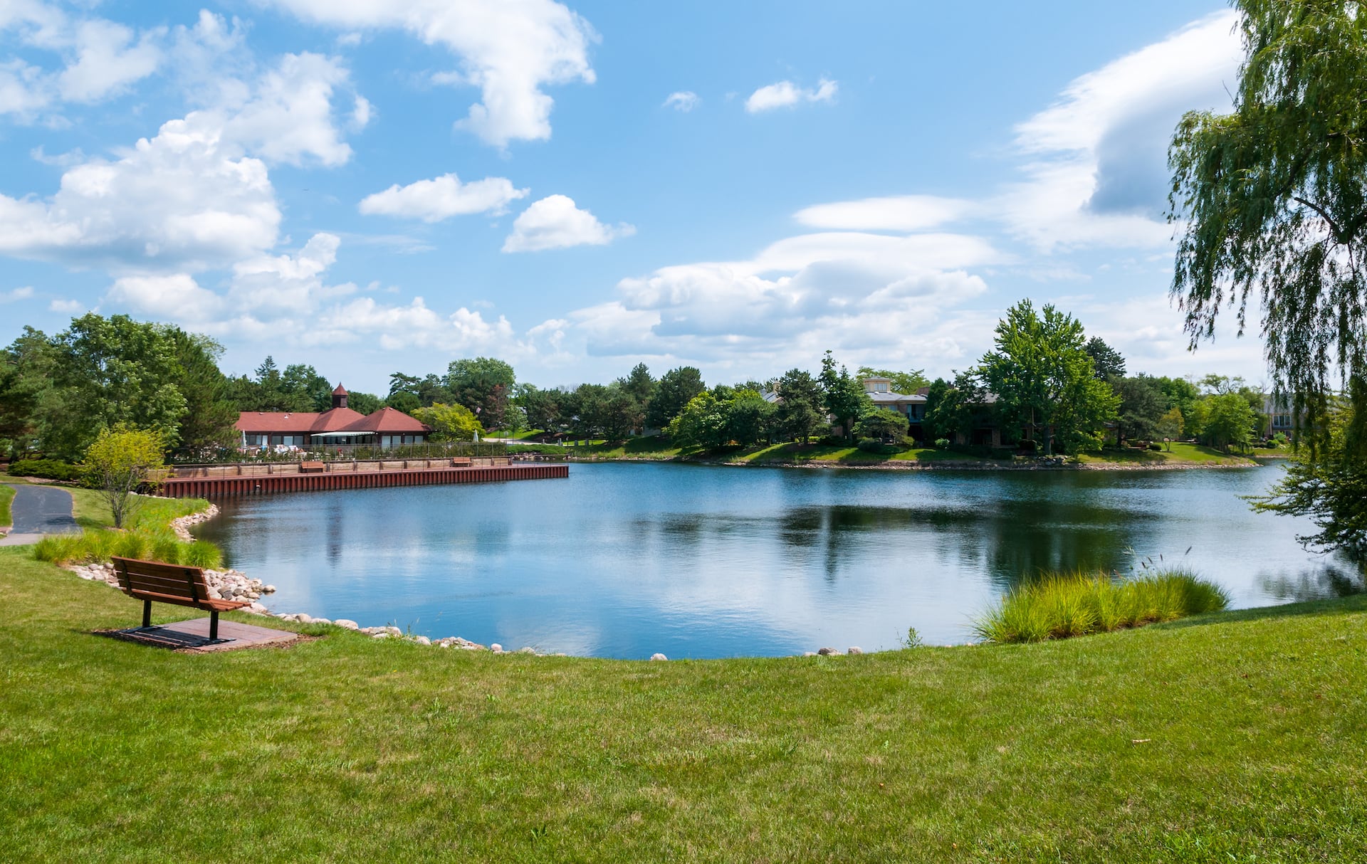 View of lake in Northbrook, Illinois